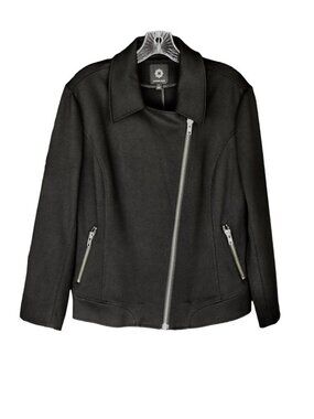 Women's Amber Sun Black Double Knit Moto Jacket L